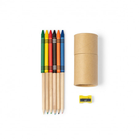 Estojo com cores, ceras e apontador personalizado para detalhes