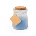 Vela aromática em frasco de vidro com etiqueta kraft com adesivo personalizável para detalhes