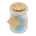 Vela aromática azul com tampa de cortiça e cartão personalizado para Comunhão de menina