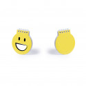Caderno de emojis com lápis apresentado em bolsa e adesivo personalizado