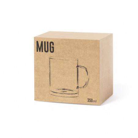 Caneca de vidro com alça com adesivo para detalhe de casamentos