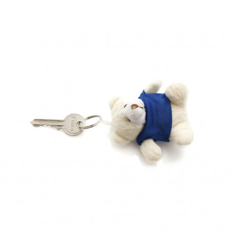 Chaveiro de pelúcia urso com camiseta em bolsa de presente