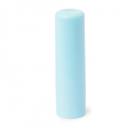 Bálsamo labial azul com adesivo personalizável para detalhes de convidados