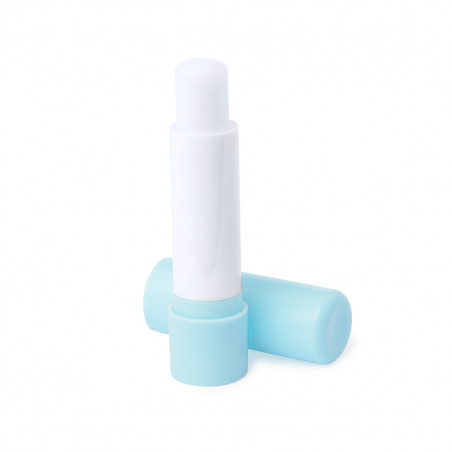 Bálsamo labial azul com adesivo personalizável para detalhes de convidados
