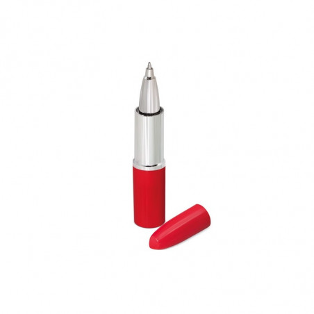 Caneta com design de batom vermelho com adesivo de flores para detalhes de convidados