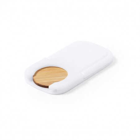 Suporte para celular com moeda de bambu e adesivo de batizado com design de anjo rosa para detalhes de convidados