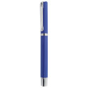 Caneta com estojo metálico azul royal com adesivo noivos de moto para casamentos