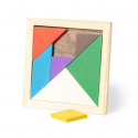 Tangram de madeira com bolsa verde para o Natal