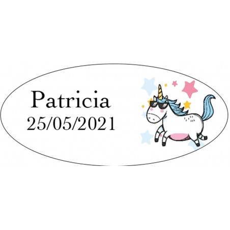 Chaveiro de unicórnio em caixa fúcsia com adesivo personalizável correspondente para presente de criança