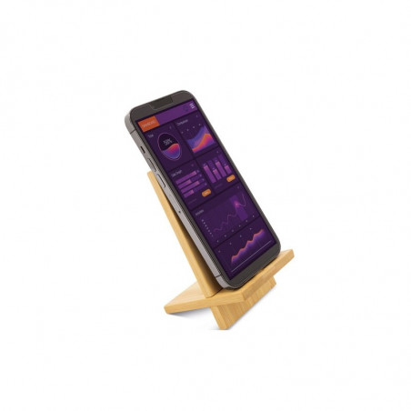 Suporte de bambu para celular em envelope kraft com adesivo personalizado de agradecimento para presentear