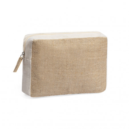 Necessaire de juta em saco kraft com adesivo personalizado