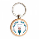 Chaveiro de bambu com adesivo infantil personalizável para detalhes de primeira comunhão