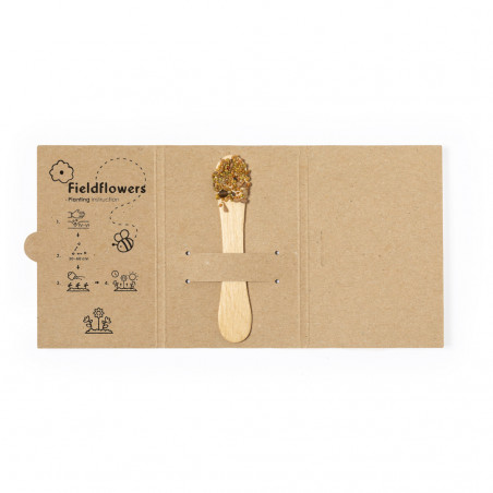 Sementes de flores silvestres em palitos para plantio com adesivos personalizáveis para presentear.