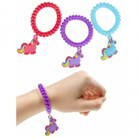 Pulseira unicórnio em envelope kraft rosa com adesivo personalizável para presentear