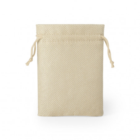 Vela e pirulito personalizados com adesivo em bolsa de presente rústica para casamento