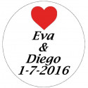 Vela e pirulito personalizados com adesivo em bolsa de presente rústica para casamento