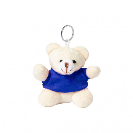 Chaveiro de ursinho de pelúcia em saco de papel com janela e adesivo personalizado para batizados