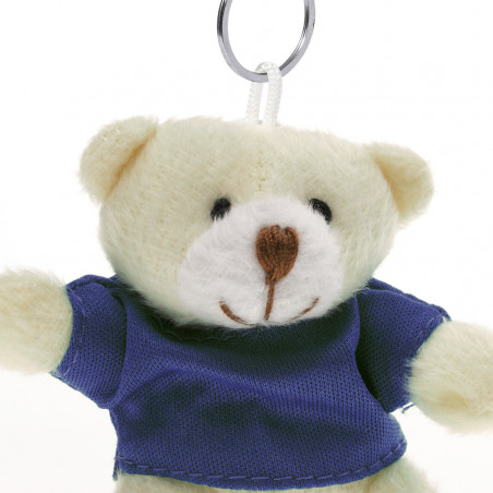 Chaveiro de ursinho de pelúcia em saco de papel com janela e adesivo personalizado para batizados