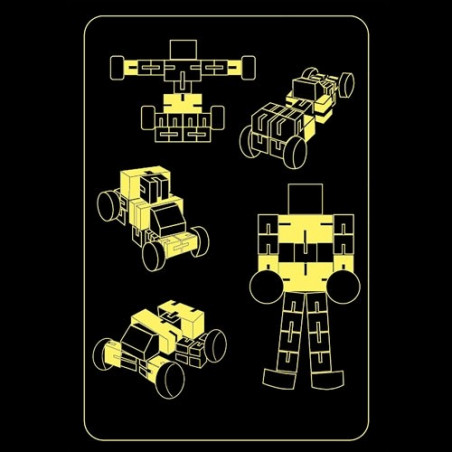 Jogo de habilidade transformer de madeira em bolsa kraft vermelha e adesivo para aniversários