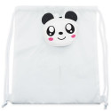 Mochila infantil dobrável com urso panda e caneta com pompom a condizer