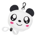 Mochila infantil dobrável com urso panda e caneta com pompom a condizer