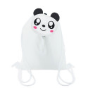 Mochila infantil dobrável com urso panda e caneta com pompom a condizer