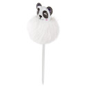 Mochila infantil dobrável com urso panda e caneta com pompom a condizer