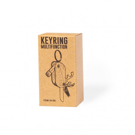 Chaveiro multiuso com ferramentas em estojo kraft personalizado para casamentos