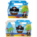 Caixa pirata com lápis selo e saco de doces para crianças