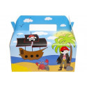 Caixa pirata com lápis selo e saco de doces para crianças