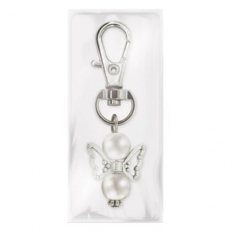 Chaveiro anjo da guarda em bolsa personalizada para batizado