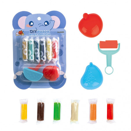 Argila colorida com ferramentas desenho de elefante combinando com mochila infantil e saco de doces