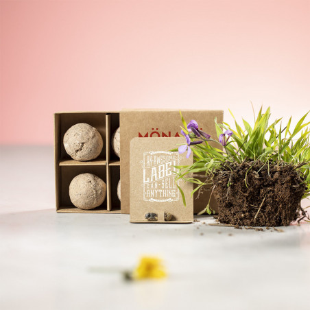 Cápsula de sementes com adesivo personalizável especial para detalhe de primeira comunhão