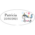 Carteira mini brilhante de unicórnio em envelope rosa e adesivo personalizado para presentear