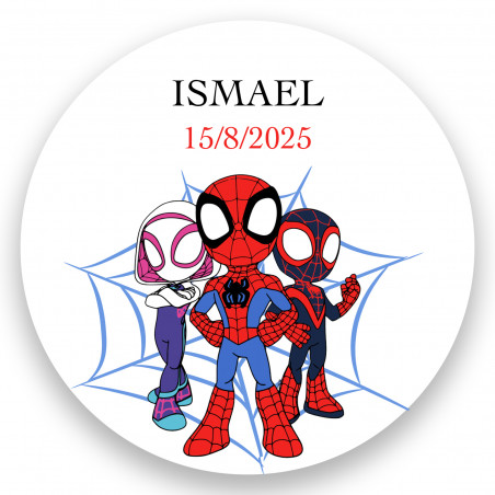 Adesivo Spidey e super equipe 5cm redondo para personalização