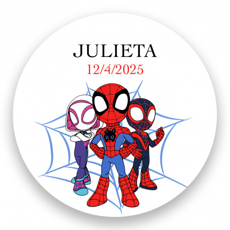 Adesivo Spidey e sua super equipe 3cm personalizável para eventos