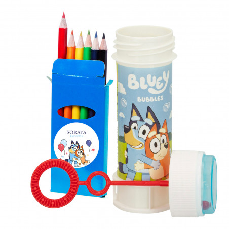 Pompero e caixa de lápis personalizada da bluey para aniversários e eventos