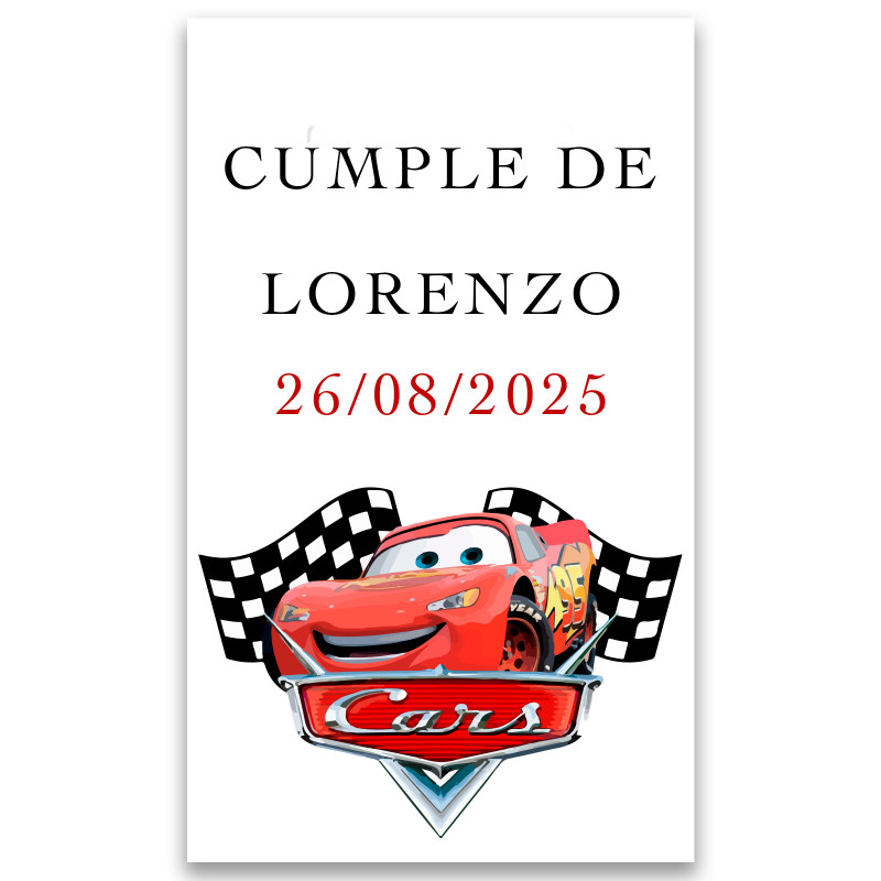 Adesivo personalizado cars para eventos 3x5cm