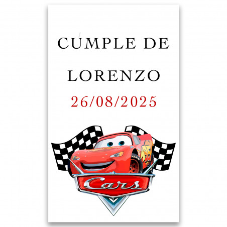 Adesivo personalizado Cars para eventos 3x5cm