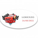 Adesivo ovalado do rayo mcqueen 4x2cm