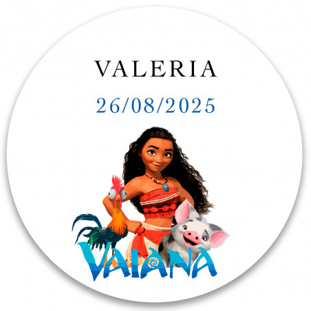 Adesivo personalizado de Moana único para a sua festa: 5cm