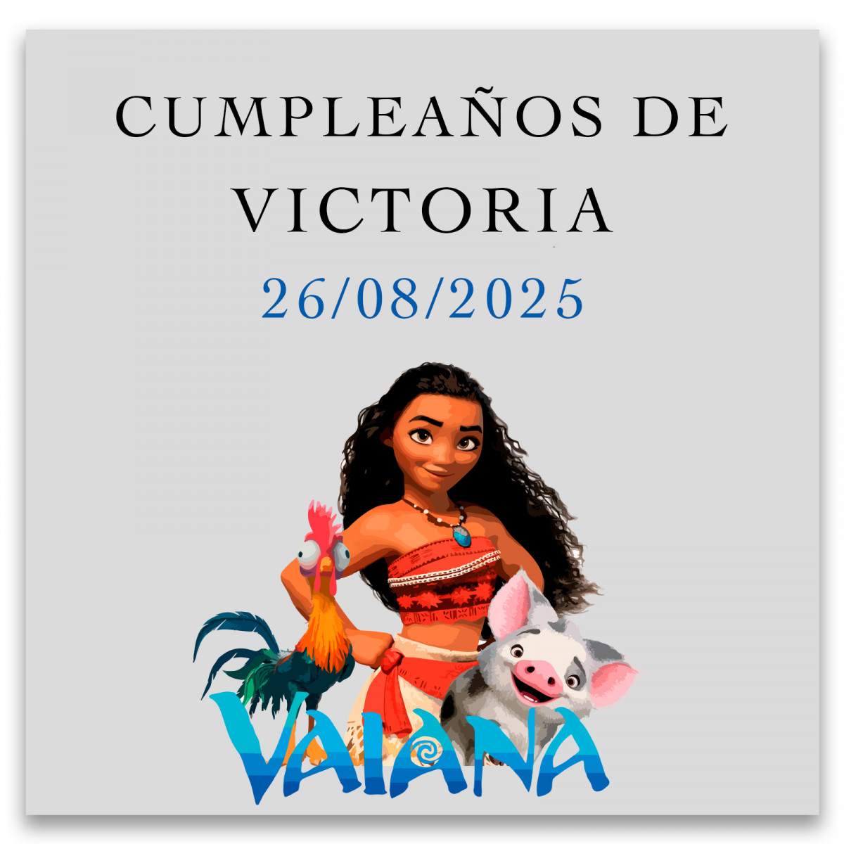 Adesivo transparente personalizado 5x5cm design vaiana para aniversários