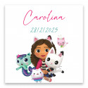 Adesivo quadrado personalizável gabby e os gatos 5x5cm