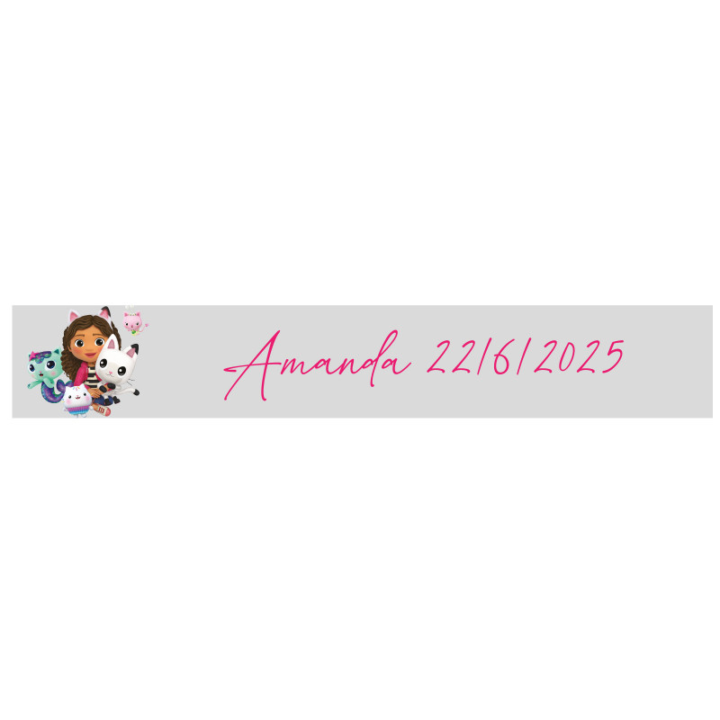 Adesivo transparente personalizado gabby e os gatos 5x1cm