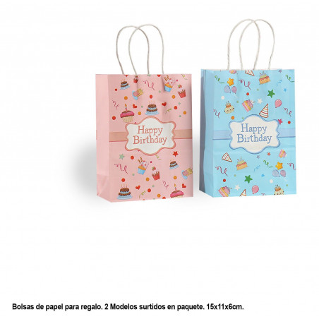 Bolsa feliz aniversário rosa azul 2 modelos pequena