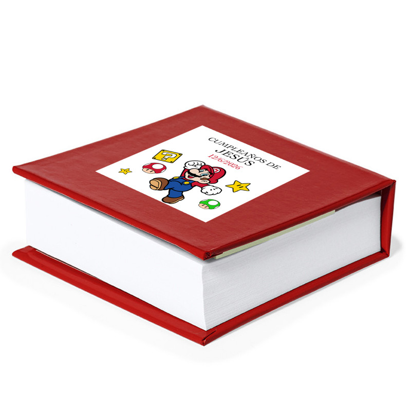 Bloco de notas personalizado com adesivo de mario bros