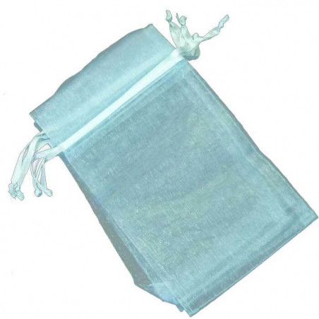 Caneta em forma de batom personalizada com adesivo apresentada em bolsa de organza azul