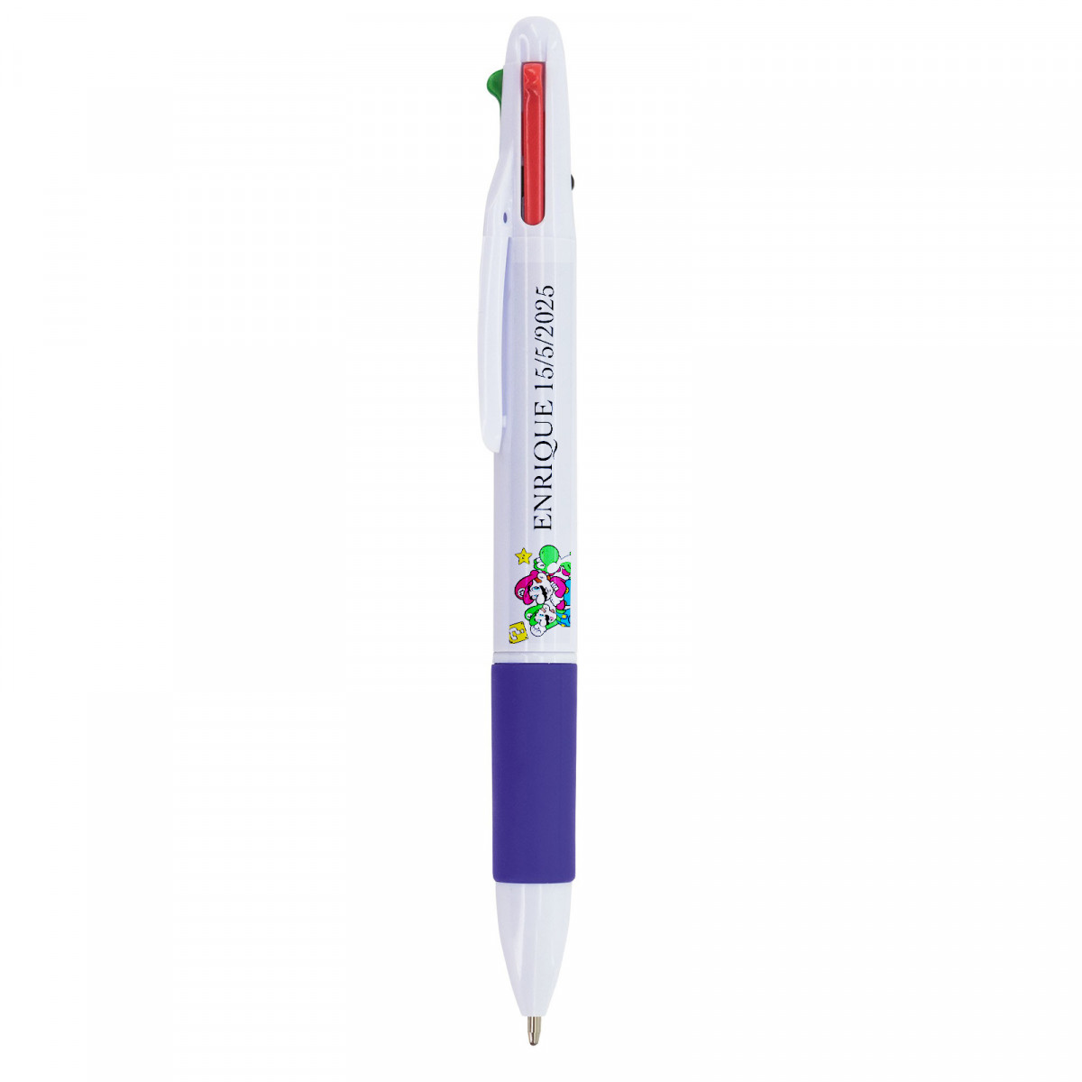Caneta multicolor personalizada com adesivo mario bros