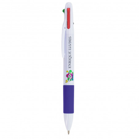 Caneta multicolor personalizada com adesivo mario bros