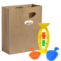 Conjunto de brinquedos de praia com bolsa kraft personalizada ideal para eventos